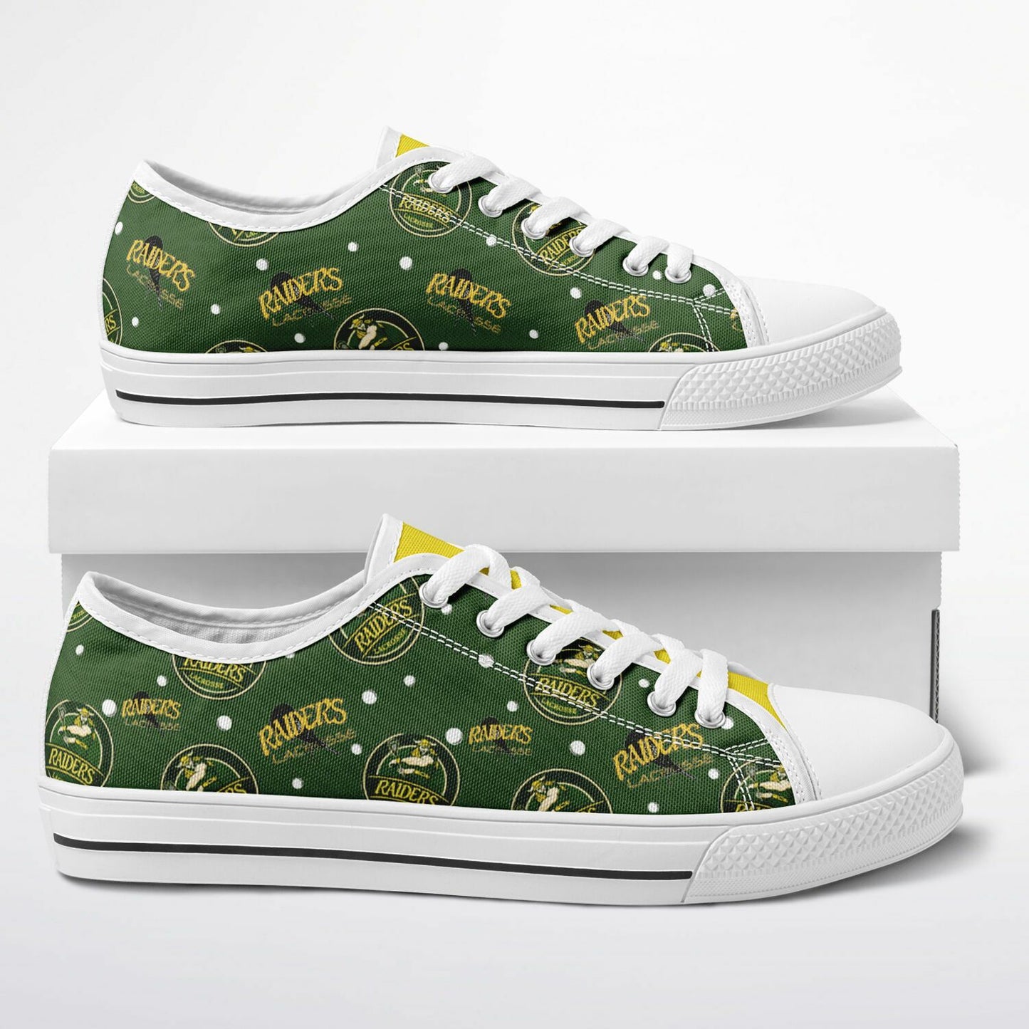 Low Cut Canvas Shoes - Raiders Lacrosse Circle Logo Pattern