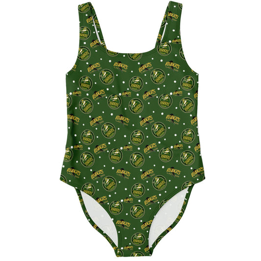 Lady Raiders One-Piece Swimsuit - Raiders Circle Logo Pattern