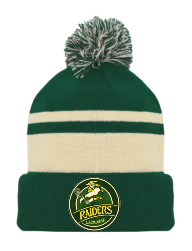 Athletic Knit Pom Pom Toque with Embroidered Raiders Patch