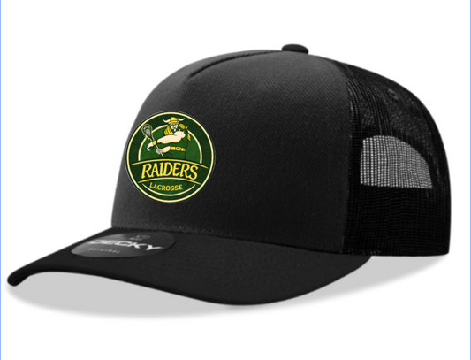 5 Panel Retro Trucker Cap with Vinyl Raiders Lacrosse Circle Logo