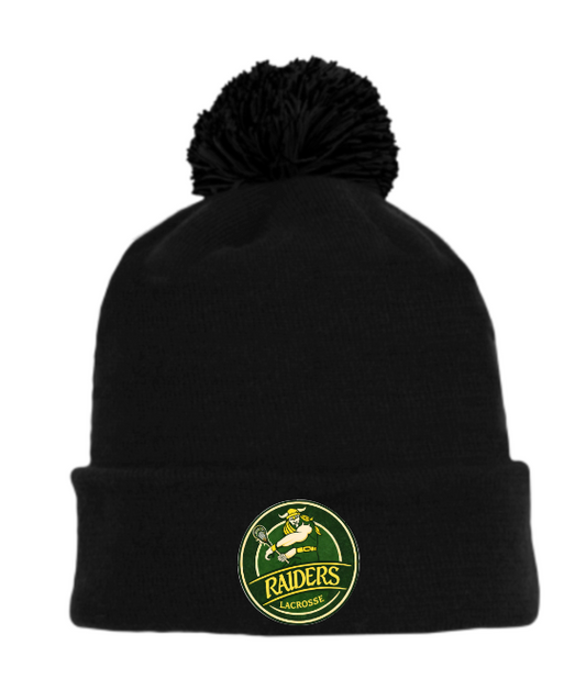 Athletic Knit Pom Pom Toque with Embroidered Raiders Patch