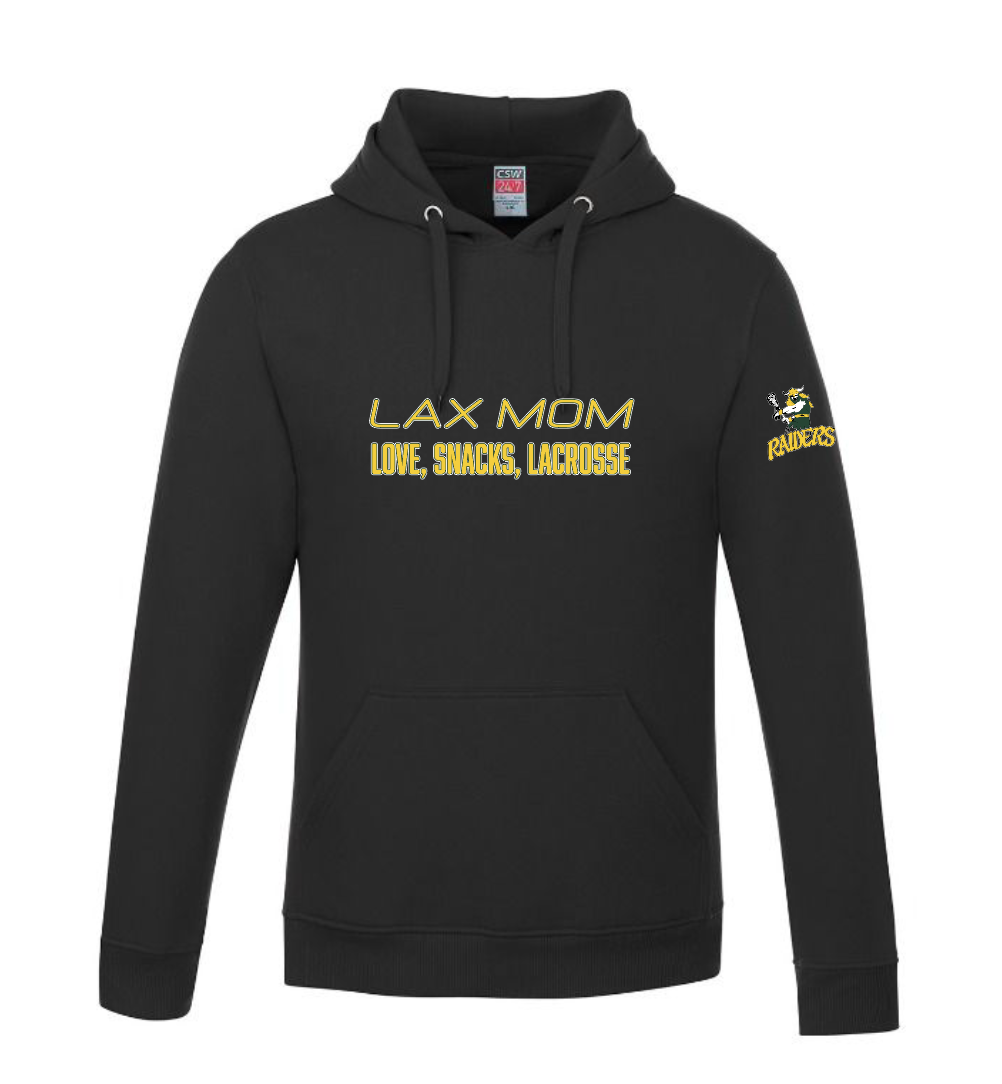 LAX Mom Love, Snacks,Lacrosse with Big Man Pullover Hooded Sweatshirt